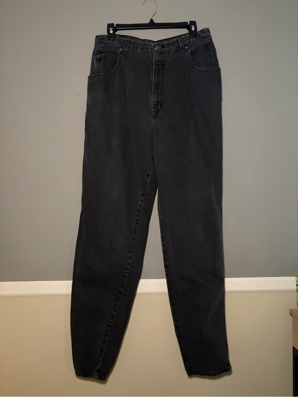 Vintage Brittania Black Denim Jeans 14 Tall 100% Cotton Straight Leg VTG 90s Y2K